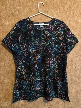 Scrubstar Black Multicolor Printed Women’s Scrub Top